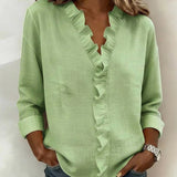 Vera | Blusa con Volantes, Escote en V y Mangas Largas