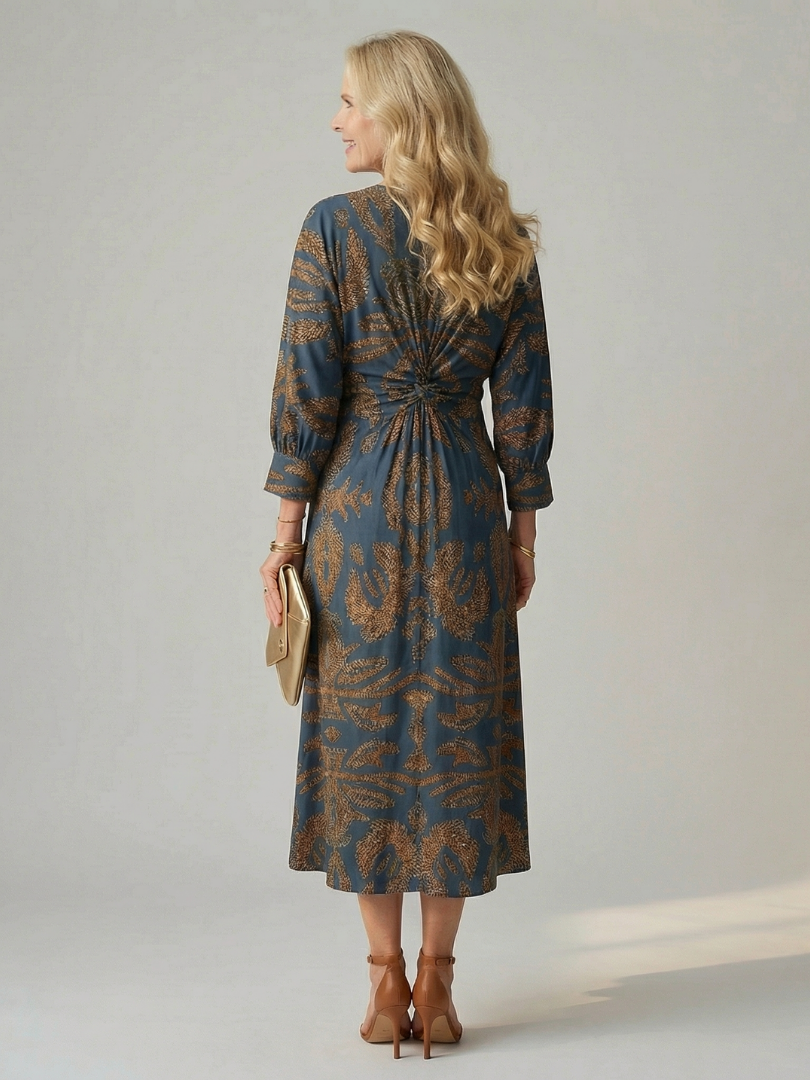 Soledad | Vestido Midi Envueltos Natural