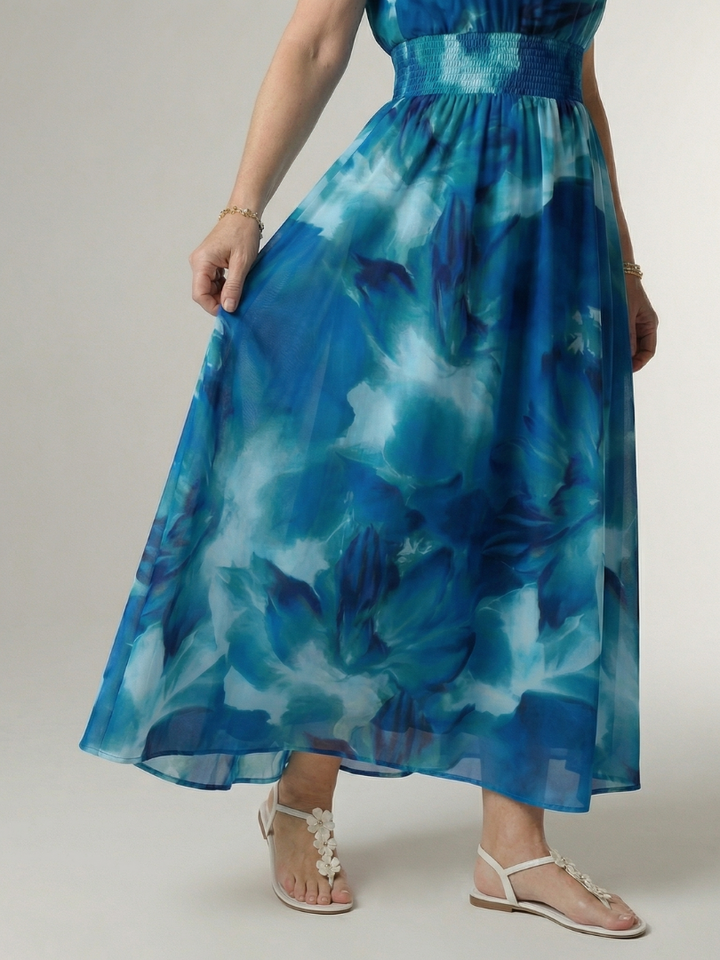 Constanza | Vestido Midi con Cuello Halter Fruncido