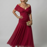 Marisol | Vestido Midi Off Shoulder con Fluidez