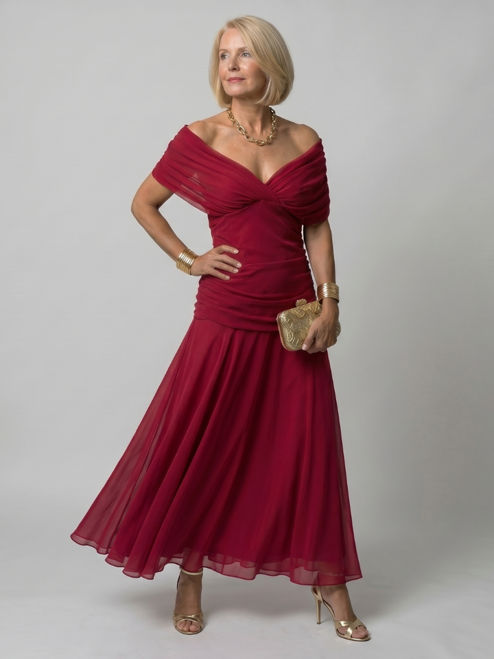Marisol | Vestido Midi Off Shoulder con Fluidez
