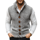 Chaleco de Punto Abotonado de Una Sola Botonadura para Hombre, Estilo Retro Casual
