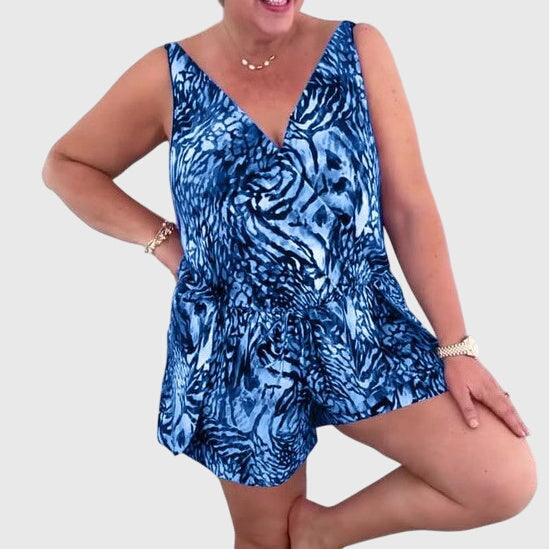 Vestido de baño azul con estampado para mujer