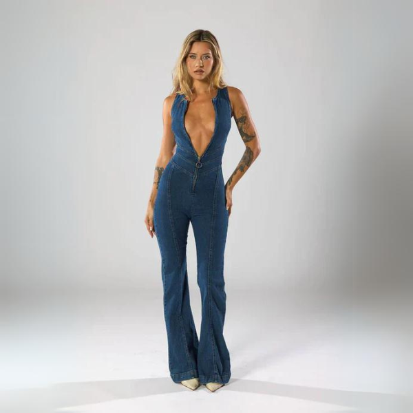 ARIA™ | Flared Denim Jumpsuit