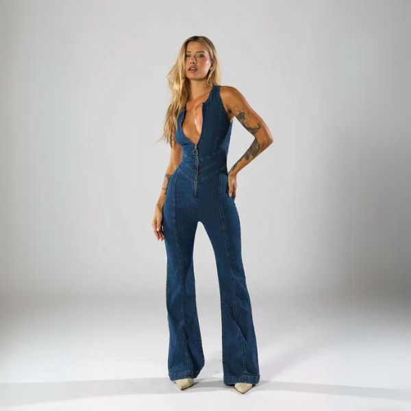 ARIA™ | Flared Denim Jumpsuit