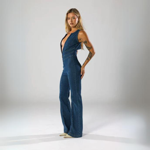 ARIA™ | Flared Denim Jumpsuit