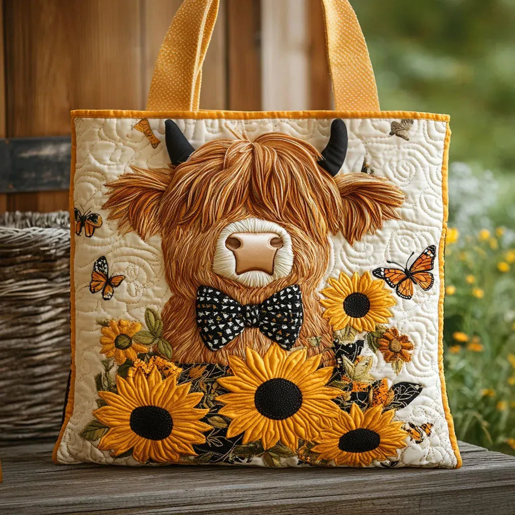 Bolsa Acolchada - Vaca de las Tierras Altas con Girasoles