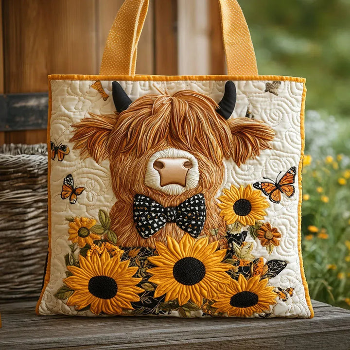 Bolsa Acolchada - Vaca de las Tierras Altas con Girasoles