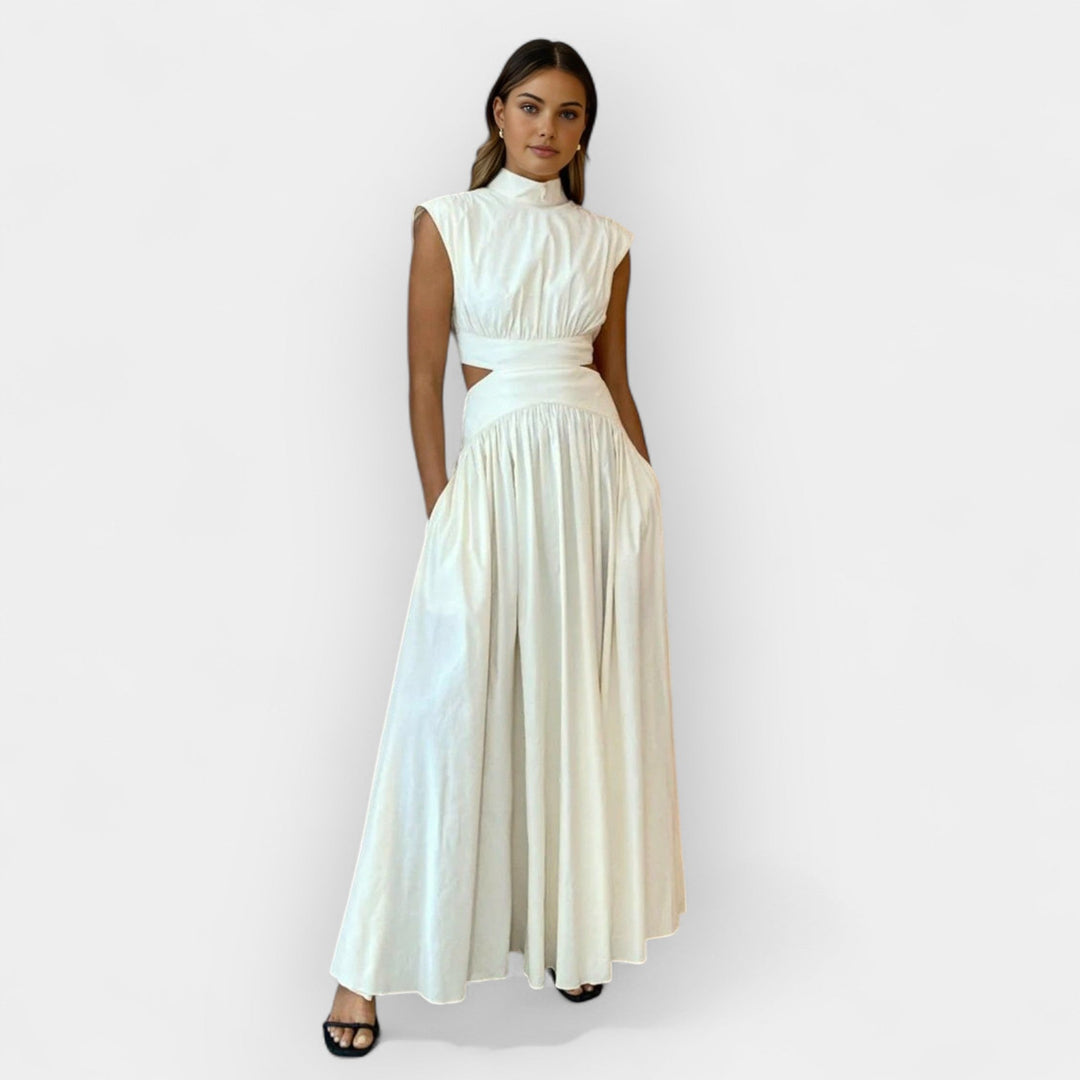 Vestido de Noche con Cut-Outs y Cuello Cerrado