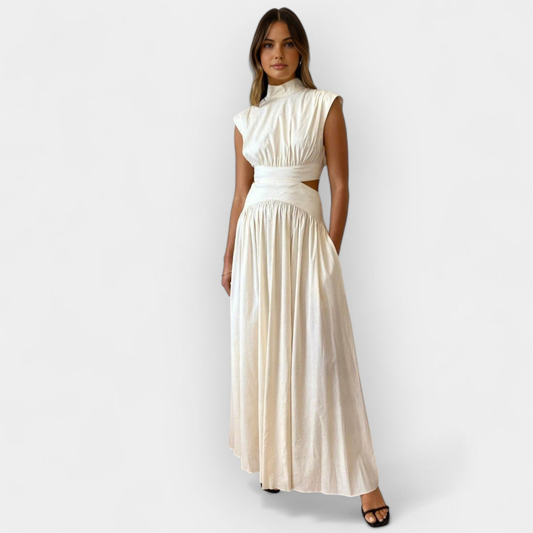 Vestido de Noche con Cut-Outs y Cuello Cerrado