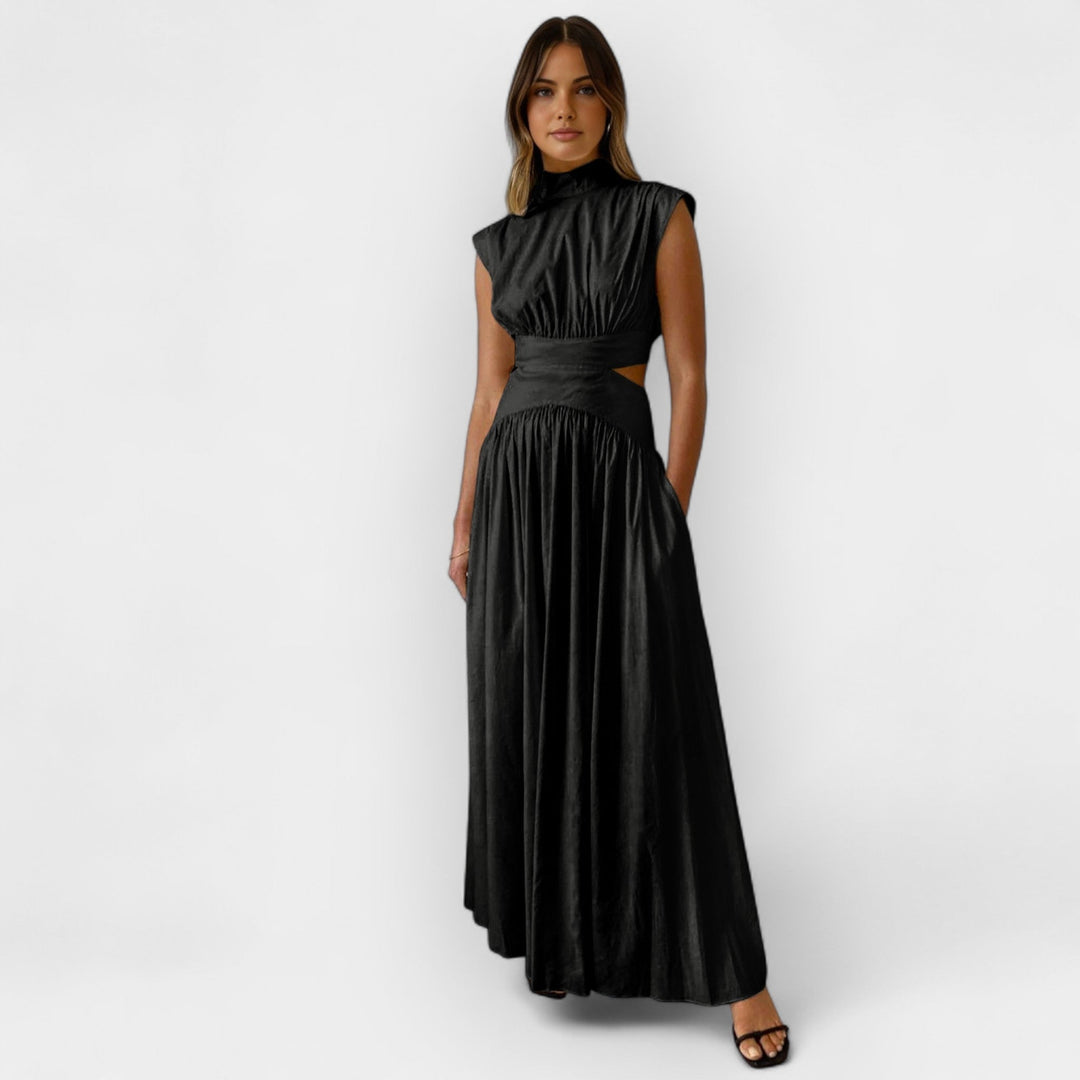 Vestido de Noche con Cut-Outs y Cuello Cerrado