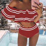 Conjunto de Bikini sin Mangas con Volantes – Elegancia Veraniega