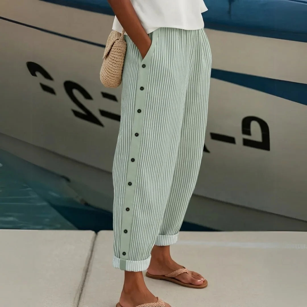 Caitlin™ Pantalón de Rayas con Botones