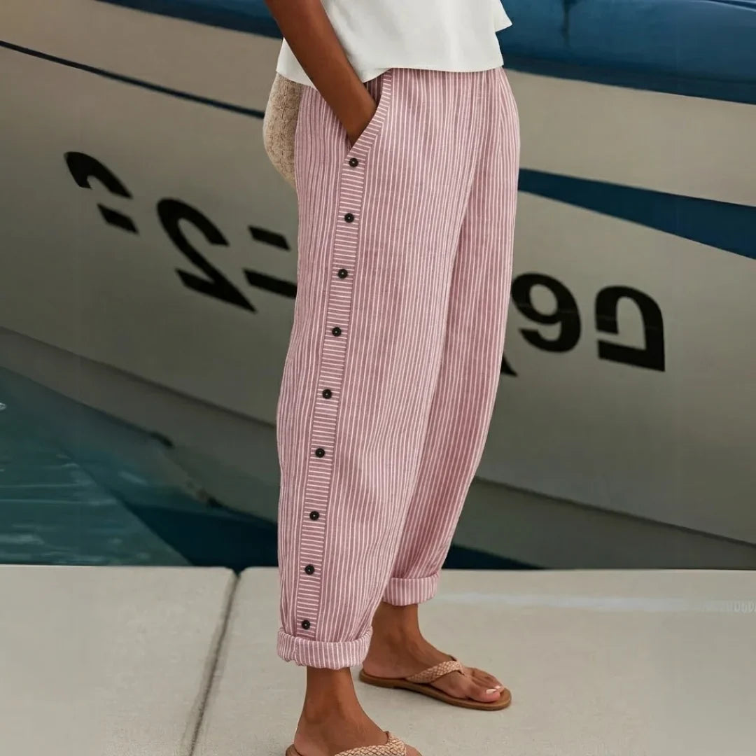 Caitlin™ Pantalón de Rayas con Botones