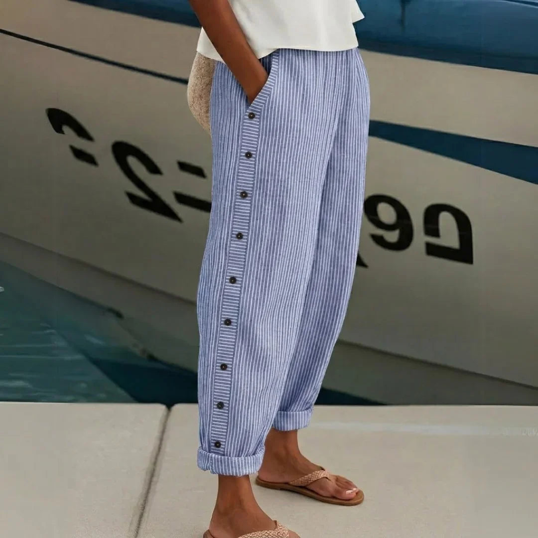 Caitlin™ Pantalón de Rayas con Botones