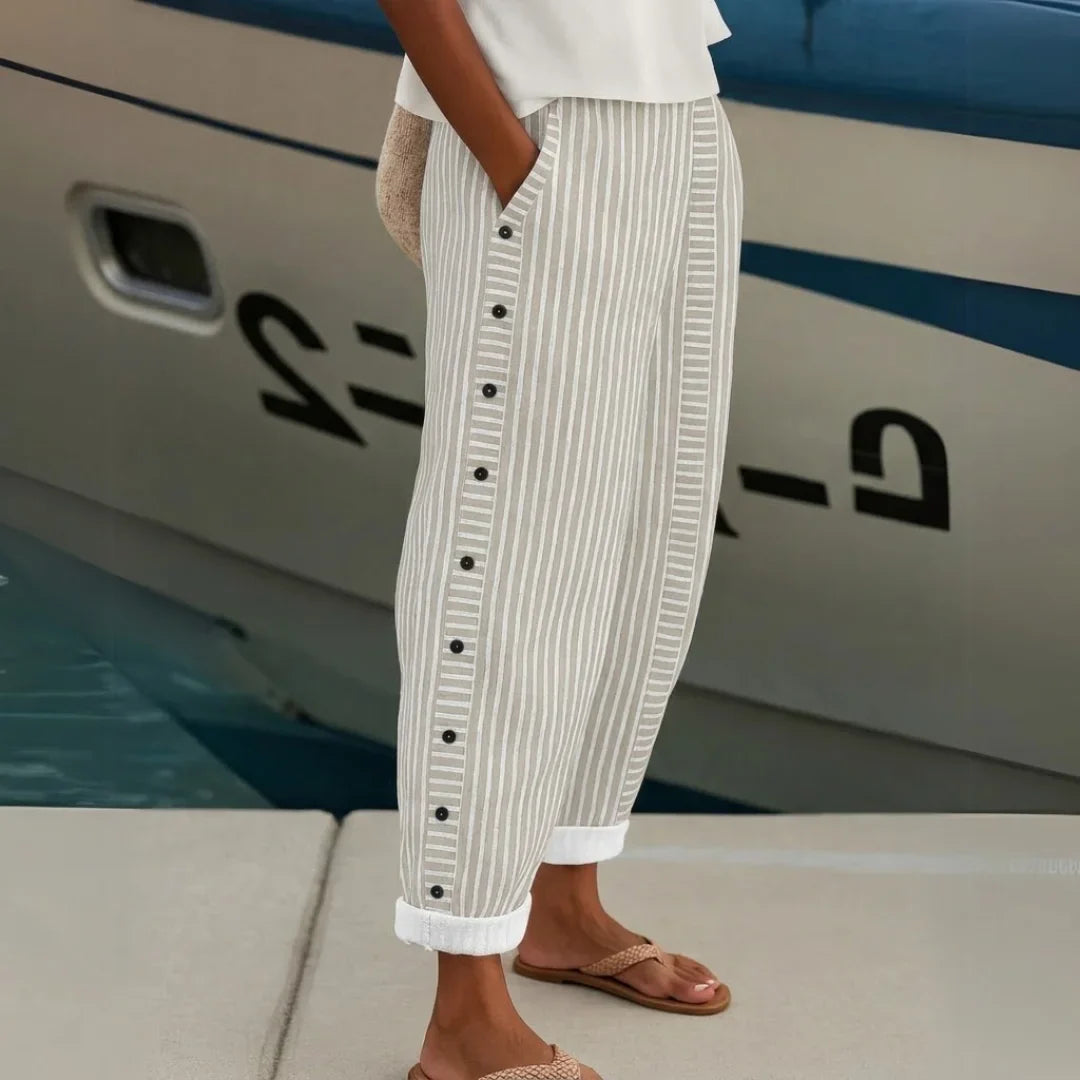 Caitlin™ Pantalón de Rayas con Botones