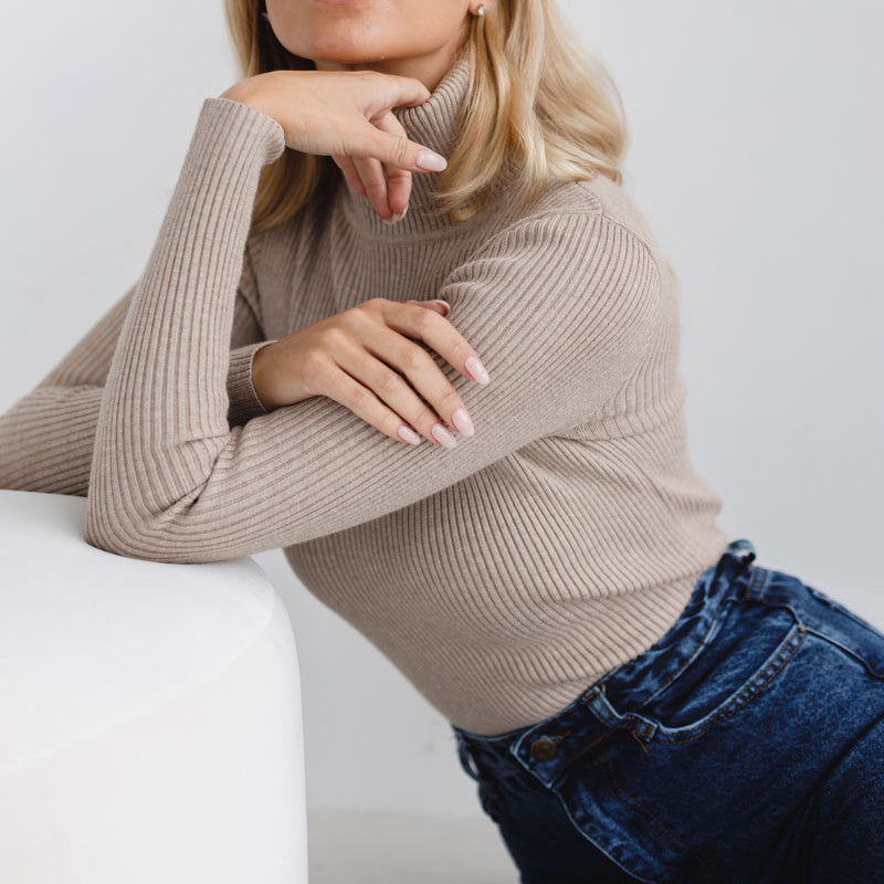 MAEVA™ - Textured Turtleneck Knit Sweater