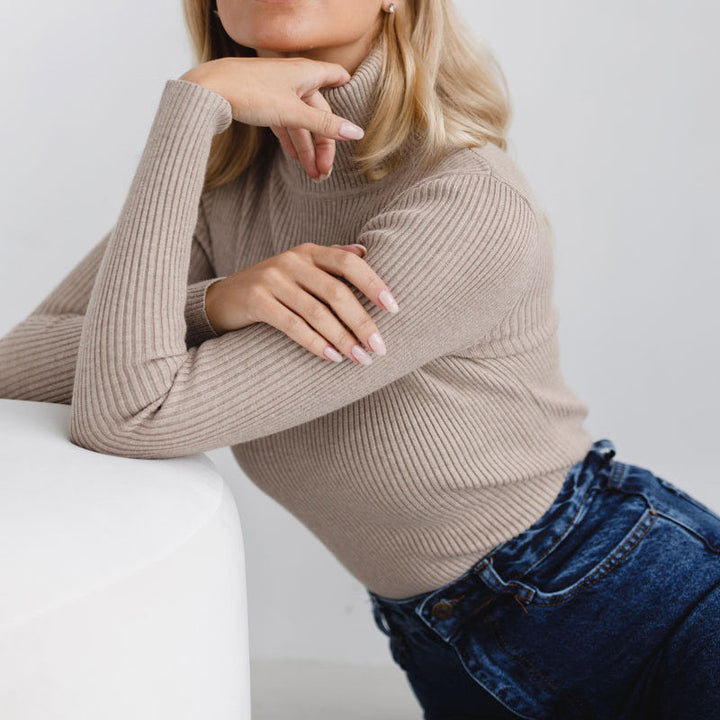 MAEVA™ - Textured Turtleneck Knit Sweater