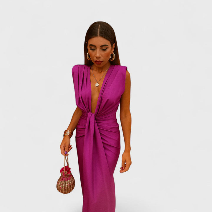 Vestido Júlia™ Escote Abierto Plisado