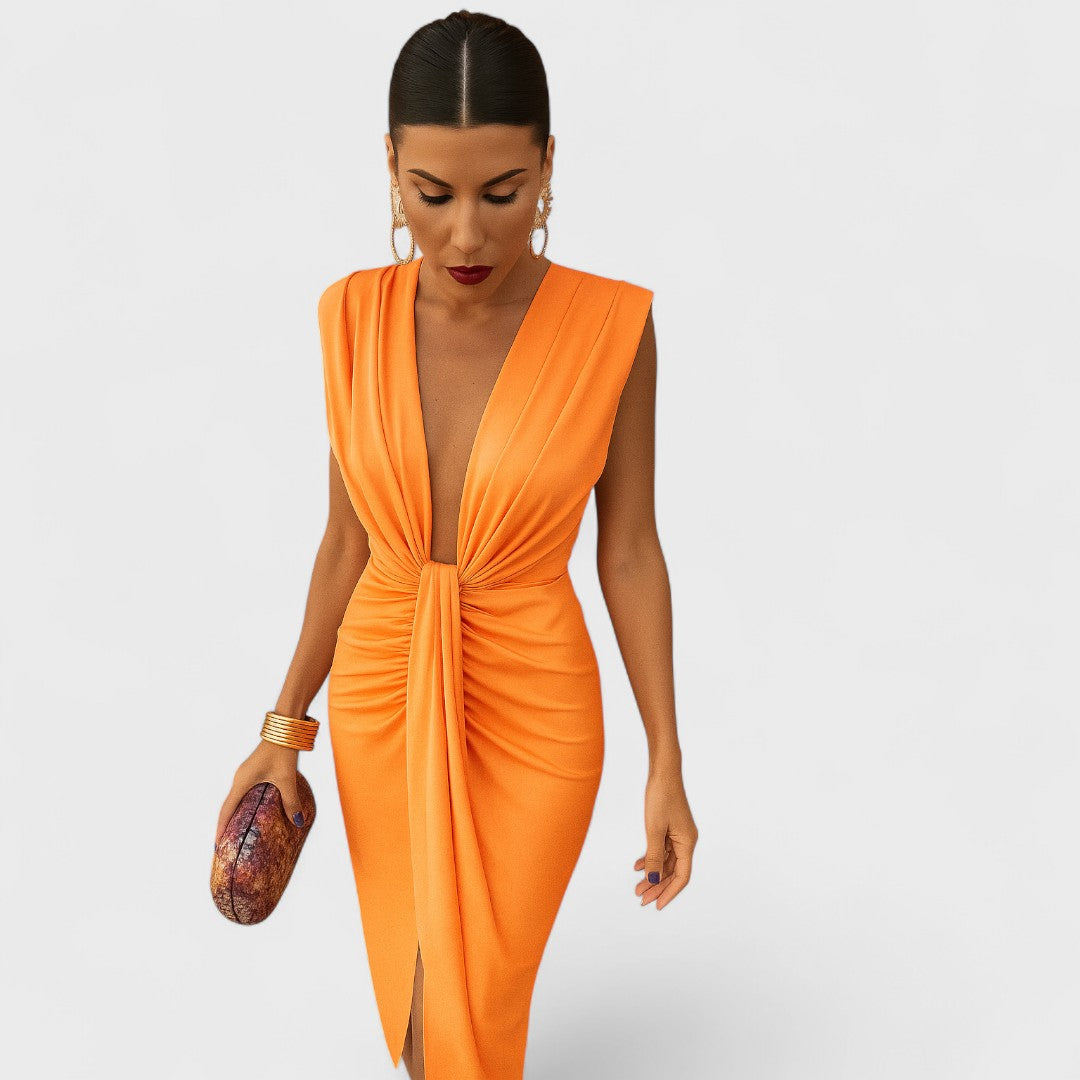 Vestido Júlia™ Escote Abierto Plisado
