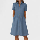 Isabela™ Denim Tipo Camisa Abotonado