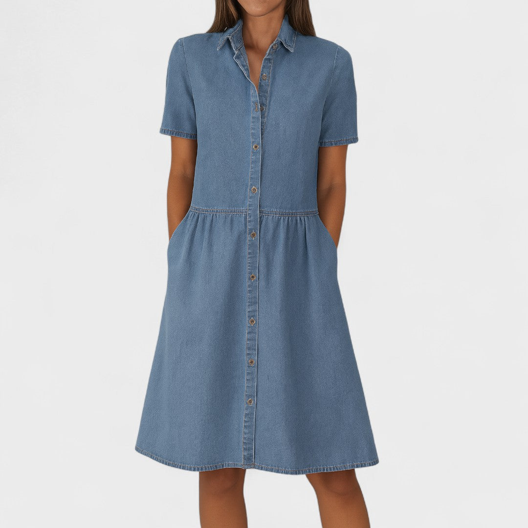 Isabela™ Denim Tipo Camisa Abotonado