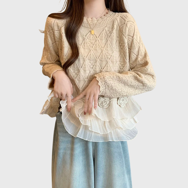 Elina – Suéter elegante con detalles de encaje