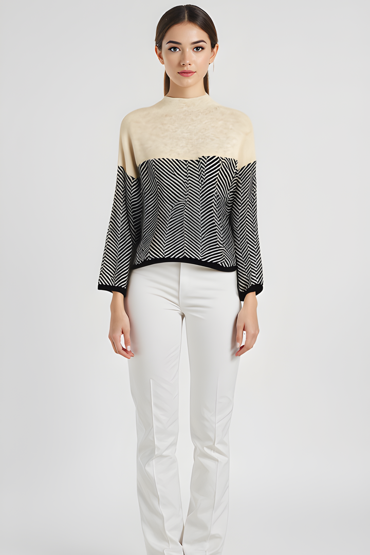NORA™ | Two-Tone High-Neck Sweater