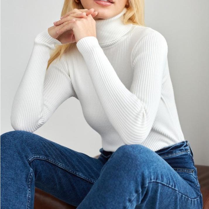 MAEVA™ - Textured Turtleneck Knit Sweater