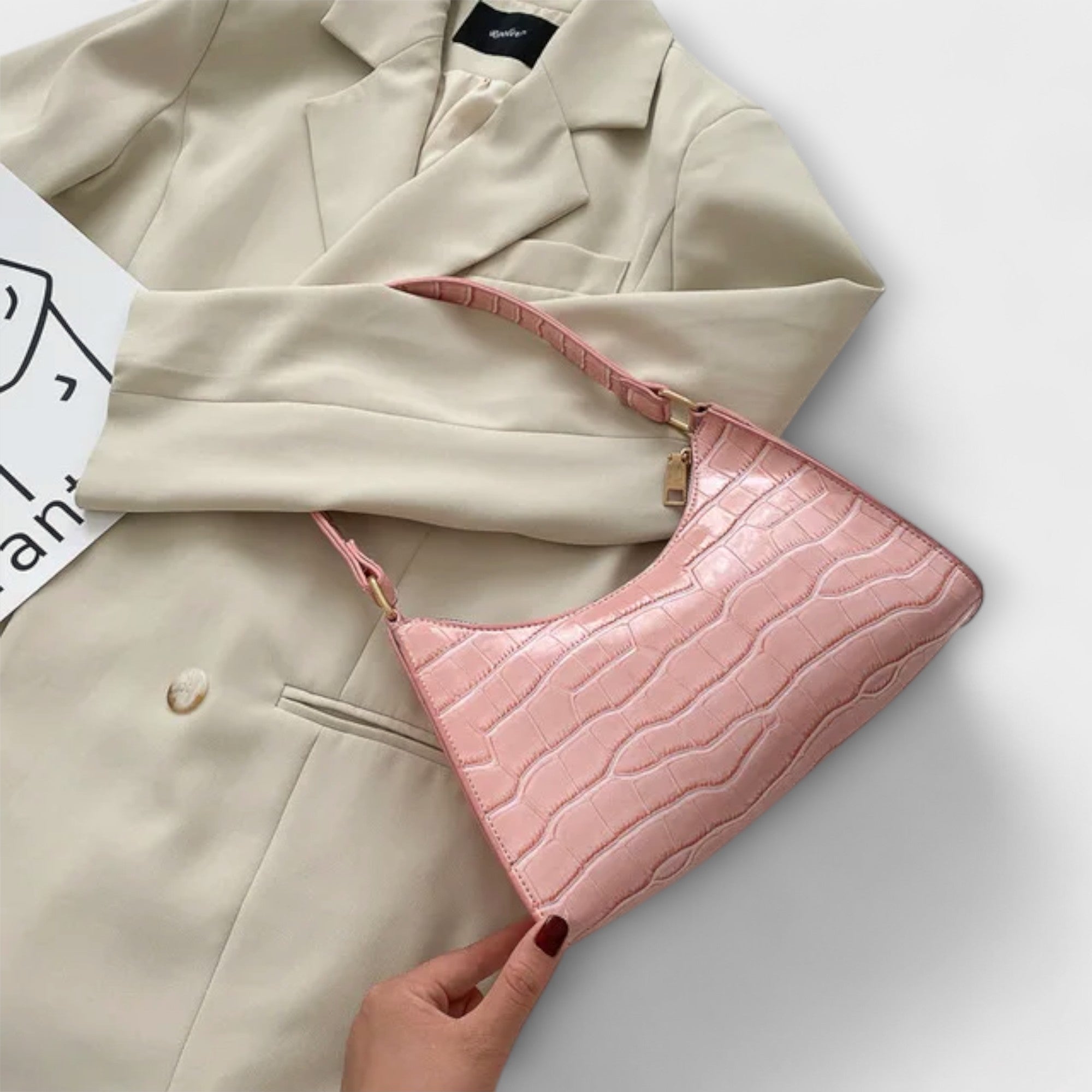 Bernarda - Chic Leather Handbag Adorned with Rhinestones