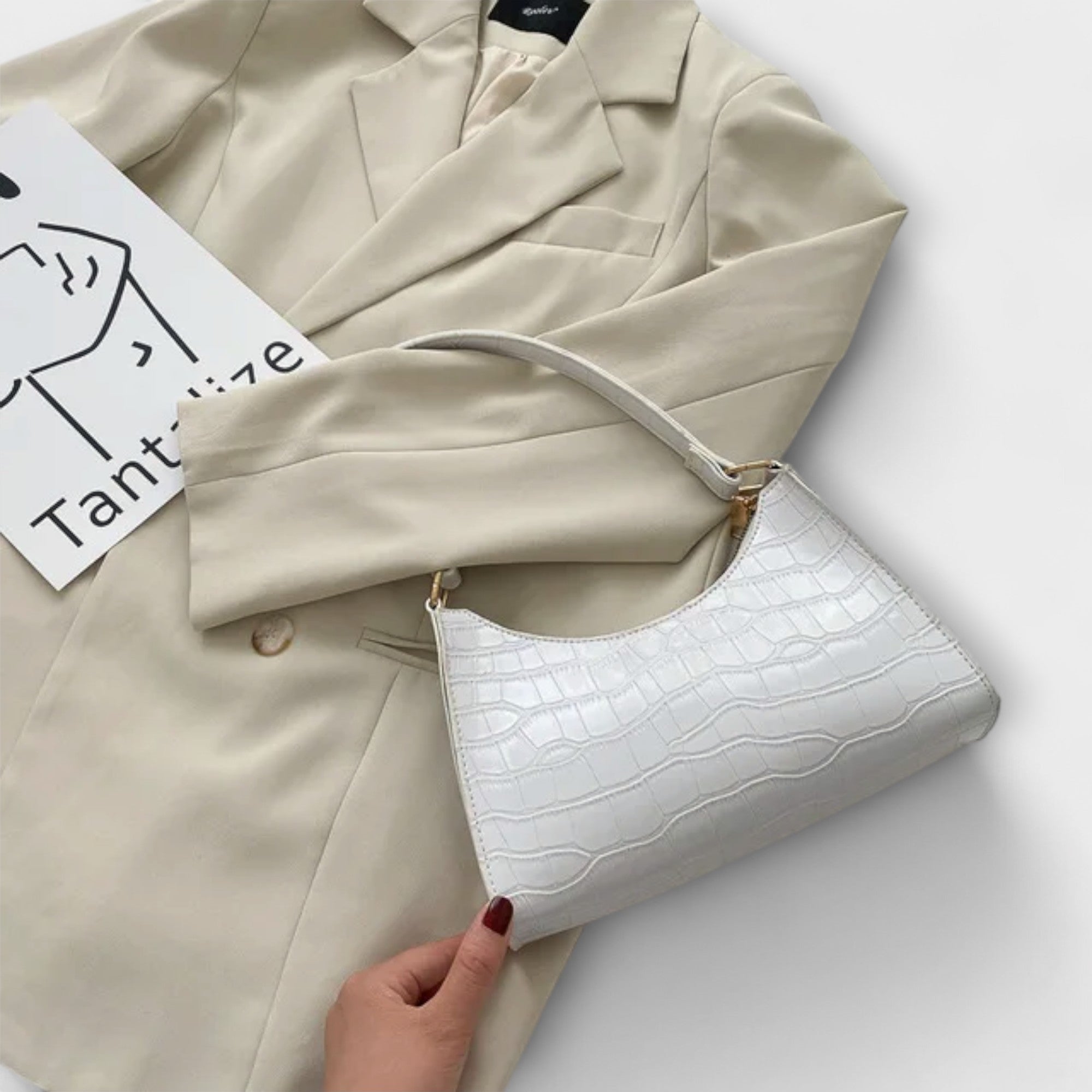 Bernarda - Chic Leather Handbag Adorned with Rhinestones