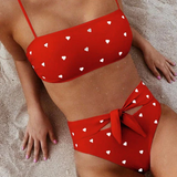 Conjunto de Bikini Romantiline Rosa con Estampado de Corazones