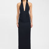 Vestido Largo de Fiesta con Cuello Abotonado