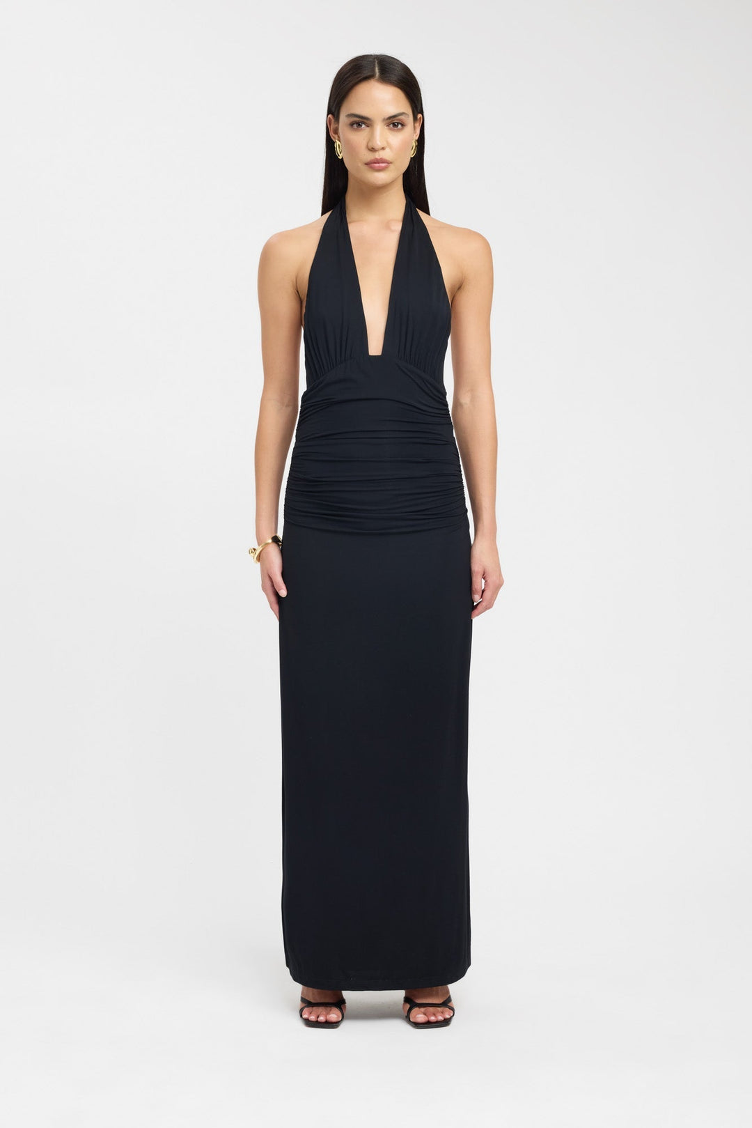 Vestido Largo de Fiesta con Cuello Abotonado