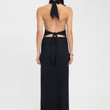 Vestido Largo de Fiesta con Cuello Abotonado