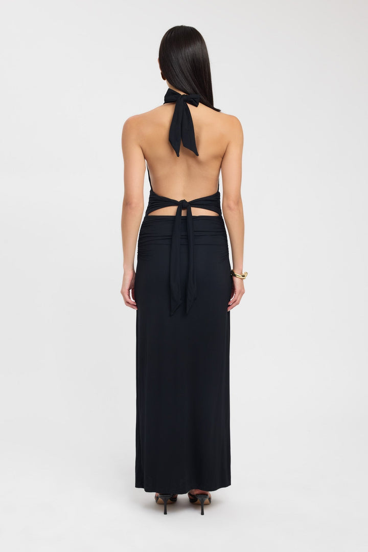 Vestido Largo de Fiesta con Cuello Abotonado