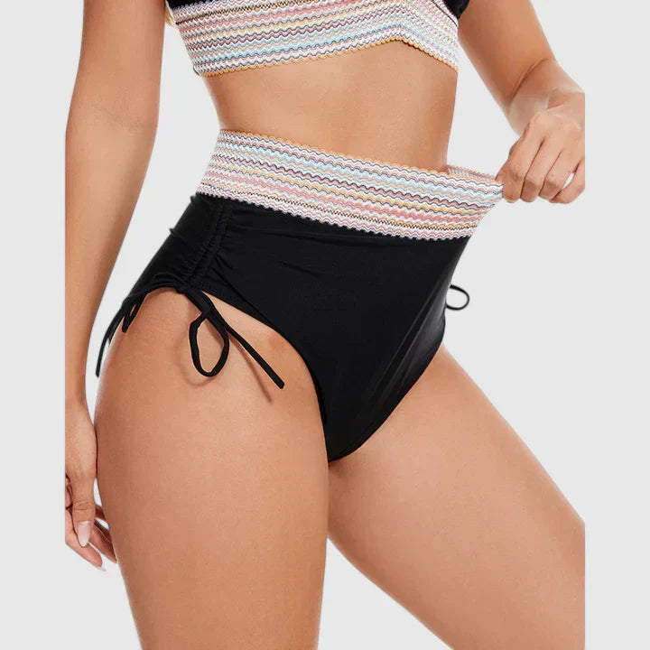 Bikini verde salvia de talle alto con top cruzado para mujer