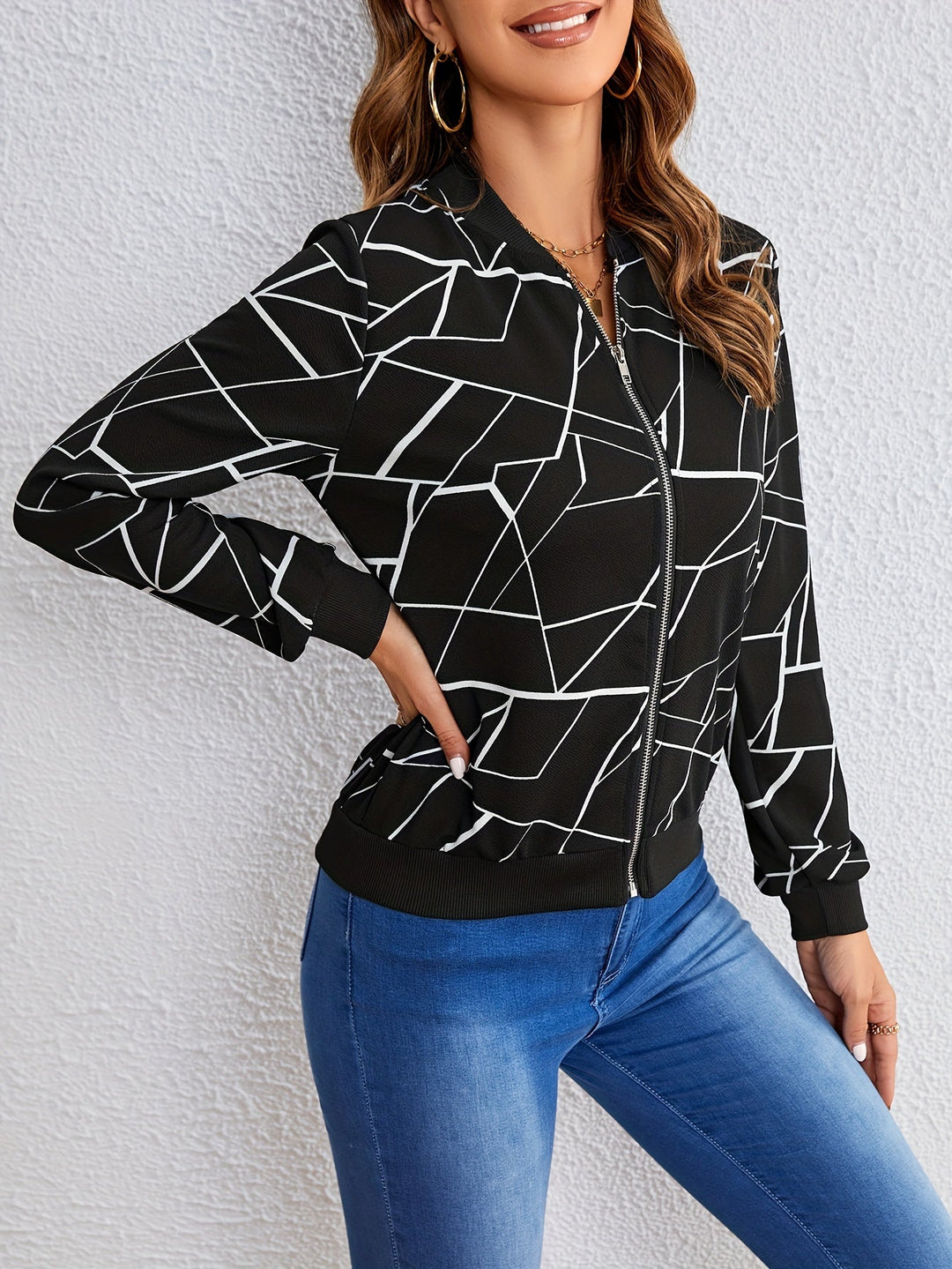 MILA™ | Artistic Print Zip-Up Jacket