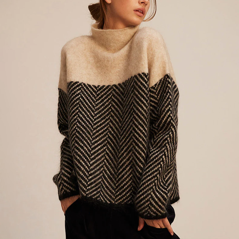 NORA™ | Two-Tone High-Neck Sweater