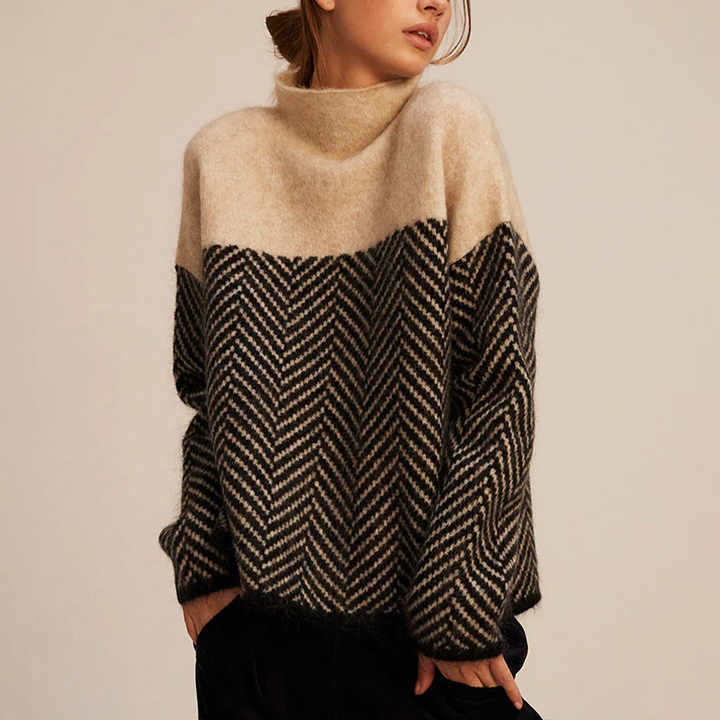 NORA™ | Two-Tone High-Neck Sweater