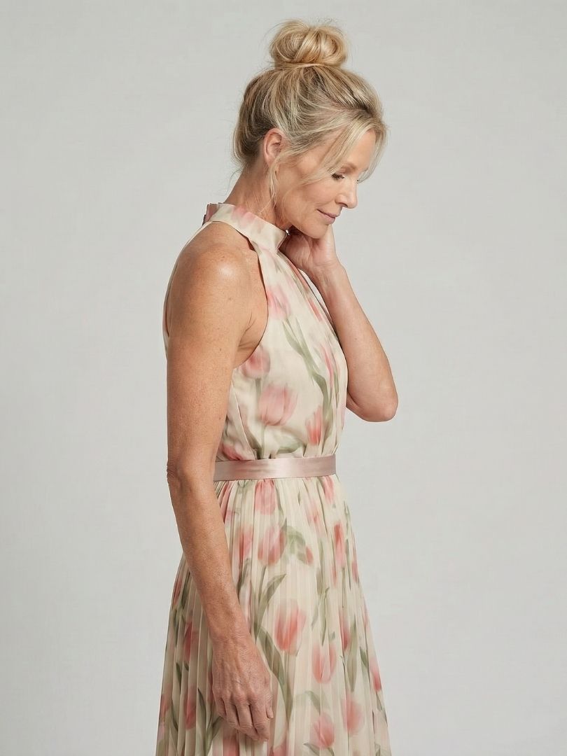 Esperanza | Vestido Midi Floral con Cuello Halter