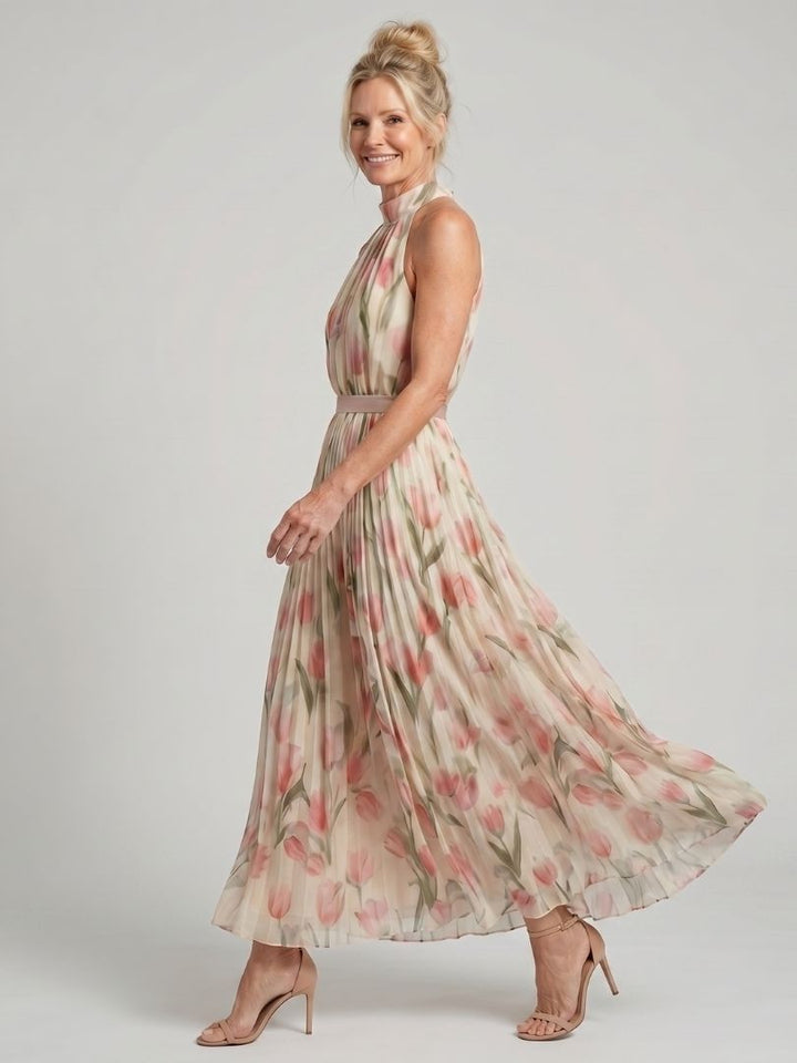 Esperanza | Vestido Midi Floral con Cuello Halter