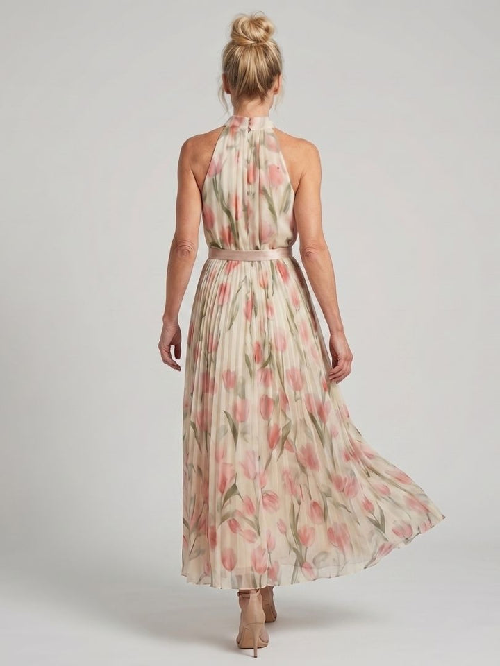 Esperanza | Vestido Midi Floral con Cuello Halter