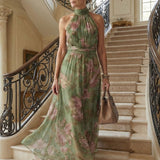 Dolores | Vestido Midi con Cuello Halter Fruncido