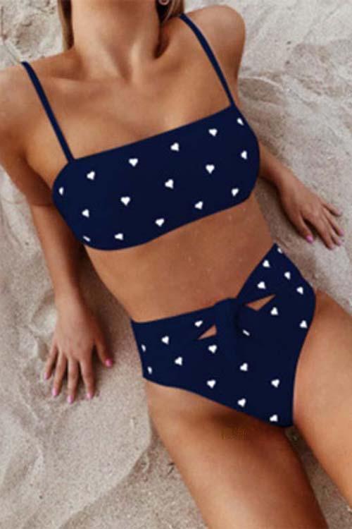 Conjunto de Bikini Romantiline Rosa con Estampado de Corazones