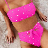 Conjunto de Bikini Romantiline Rosa con Estampado de Corazones