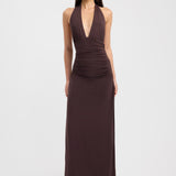 Vestido Largo de Fiesta con Cuello Abotonado
