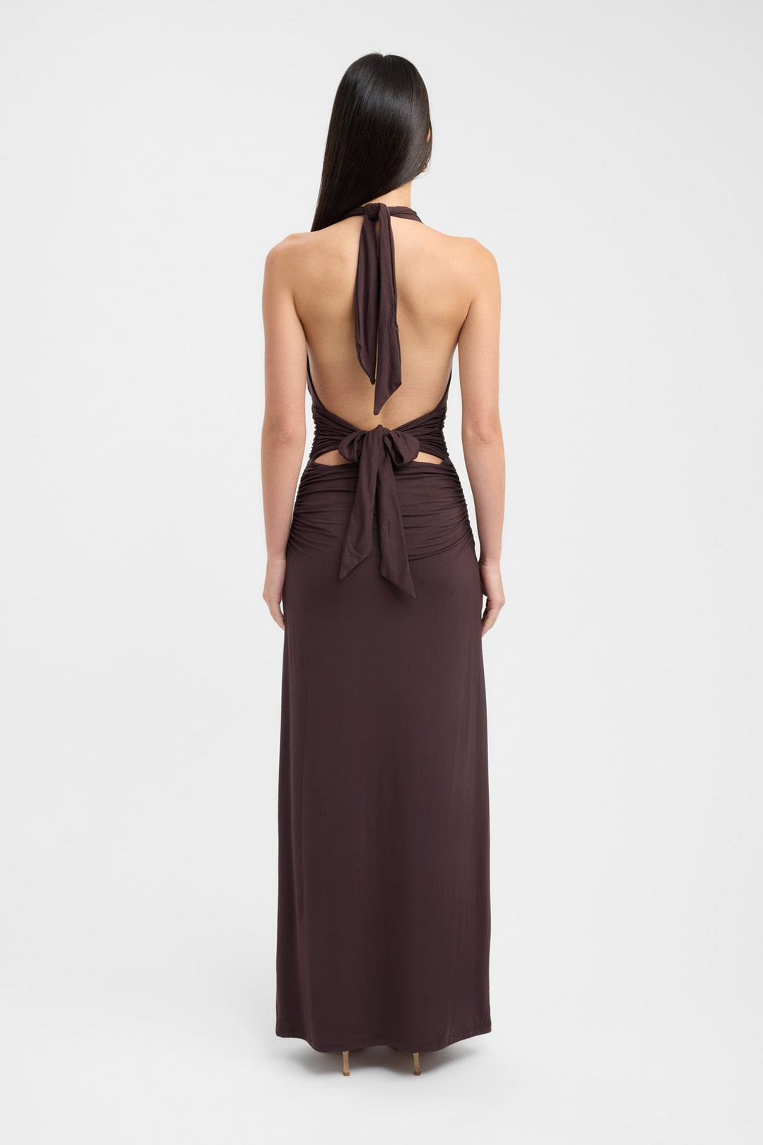 Vestido Largo de Fiesta con Cuello Abotonado