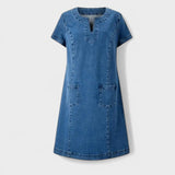 Vestido Julia™ Denim Fluido de Diario