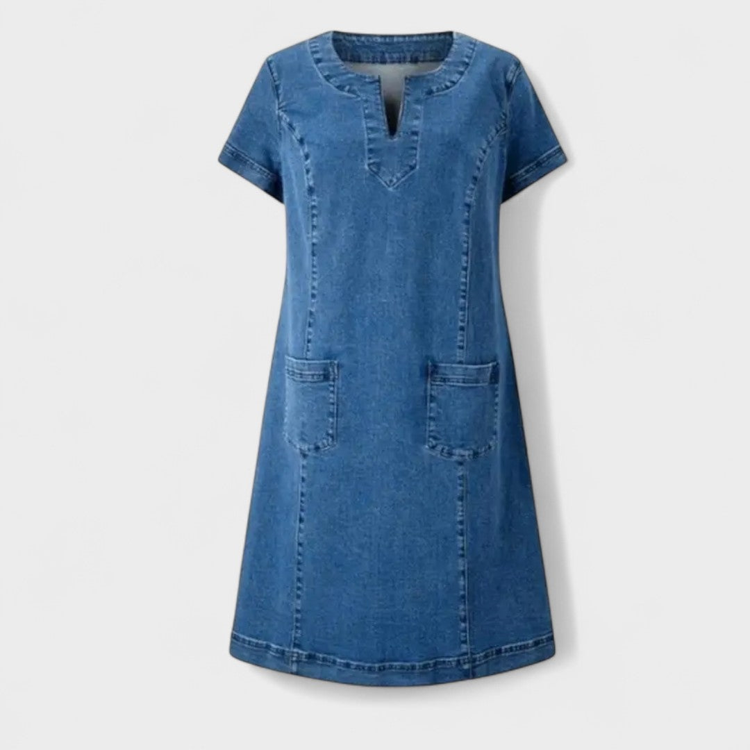 Vestido Julia™ Denim Fluido de Diario